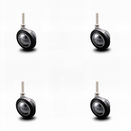Service Caster 2.25 Inch Bright Chrome Soft Tread Ball Caster - 3/8 Inch Threaded Stem, 4PK SCC-TS01S214-DCR-BC-3816112-4